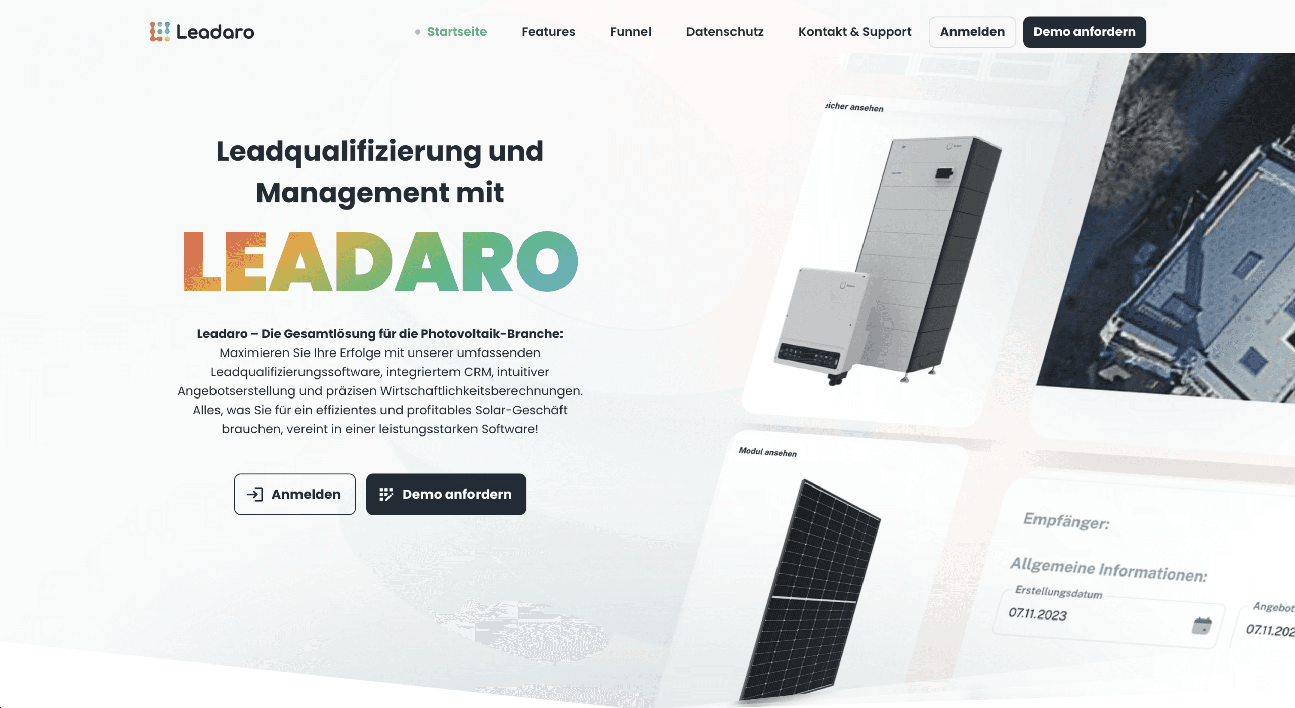 Leadaro Website Vorschau
