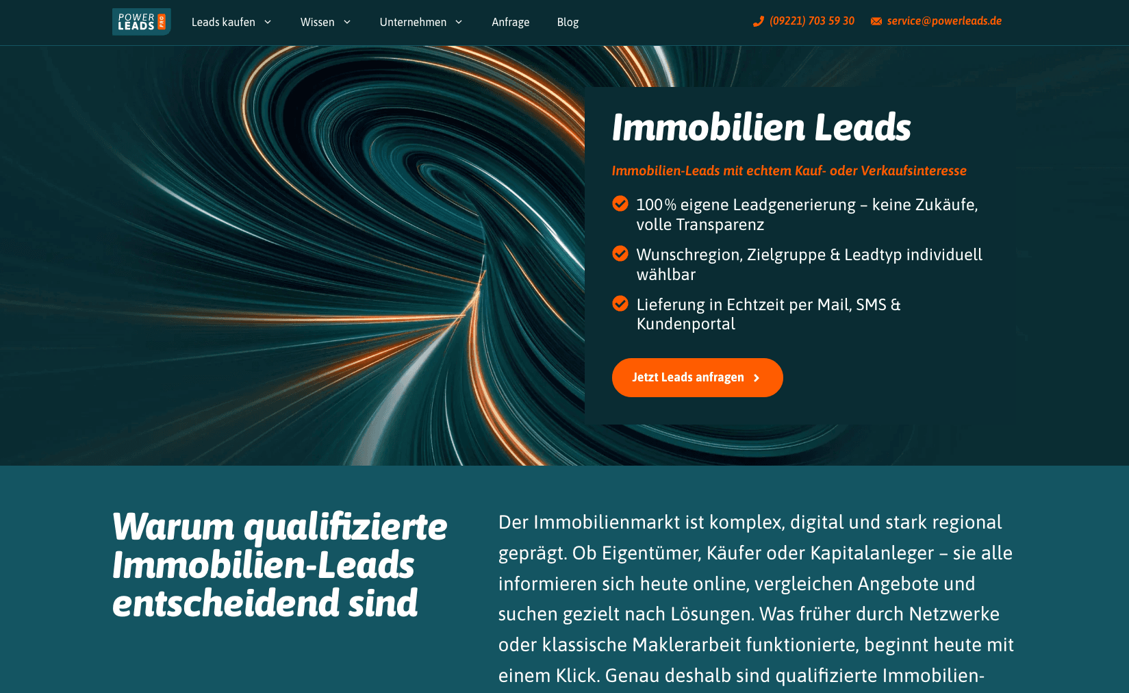 Powerleads Website Vorschau